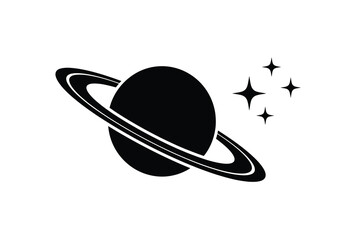 A striking black silhouette of saturn with stars a celestial design silhouette © Sumon