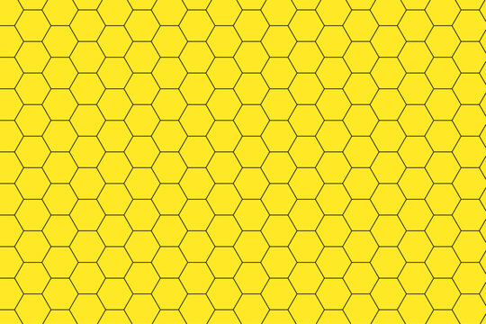 Yellow honeycomb pattern background with hexagon lines