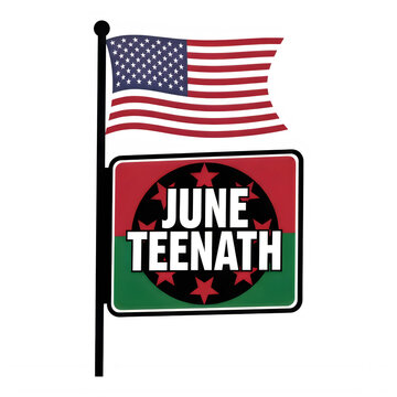 June Teenath Flag with American Flag Design isolated on transparent background