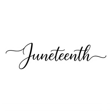 Elegant Juneteenth cursive text isolated on transparent background