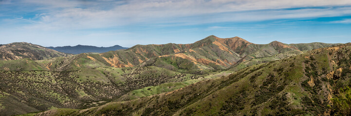 Obraz premium Panorama Of The Rugged Terrain And Diverse Colors On Santa Rosa Island