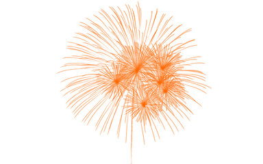Obraz premium Orange firework burst isolated on white background, vibrant pyrotechnic explosion, festive orange firework display for celebration and holiday design