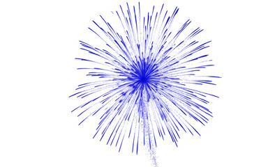 Obraz premium Blue firework explosion illustration, vibrant pyrotechnic burst on white background, festive celebration sparkler effect for holiday design