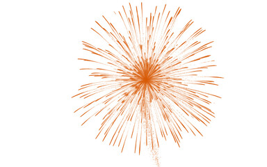 Obraz premium Orange firework burst illustration, vibrant starburst explosion on white background, festive pyrotechnic sparkler element for celebration design