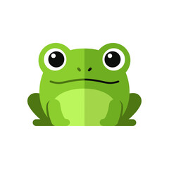 Fototapeta premium Cute Green Frog Illustration - Flat Design with White Background
