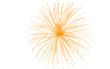 Obraz premium Golden firework burst isolated on white background, sparkling orange pyrotechnic explosion, festive light trails for celebration and holiday design