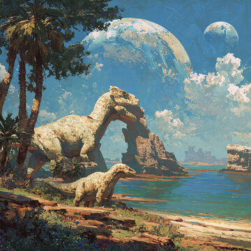 Majestic Triceratops in Dramatic Sky