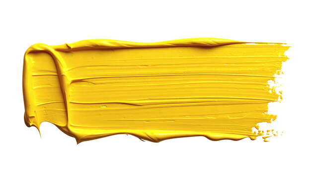 Vibrant thick yellow oil paint brush stroke texture captured in a horizontal swipe effect&nbsp;