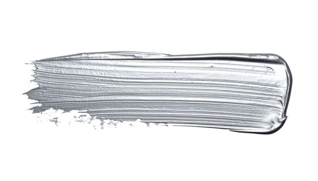 A single thick horizontal silver metallic paint brush stroke texture&nbsp;&nbsp;