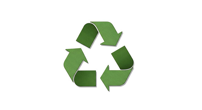 Green recycling symbol made of three arrows in a circular motion transparent background