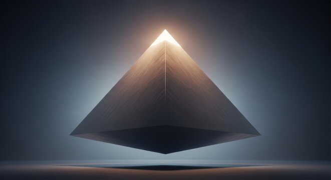 A majestic and mysterious, dark geometric pyramid tetrahedron,