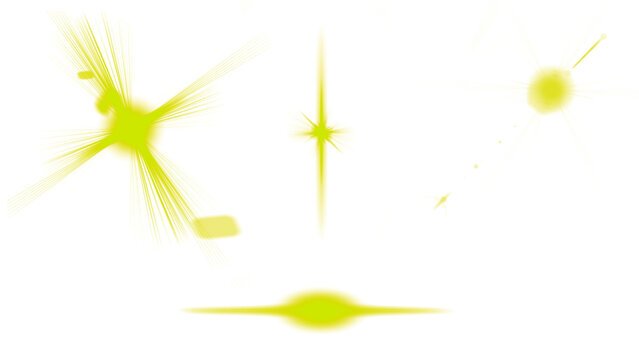 Glowing lens flares and bright glow with a transparent background. Magic glowing light overlay. 