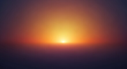 Fototapeta premium Vibrant orange sunset over a blurred horizon, abstract atmospheric background with warm glowing light and deep purple hues, perfect for design