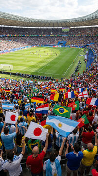 Large Stadium Audience Celebrating Football Championship