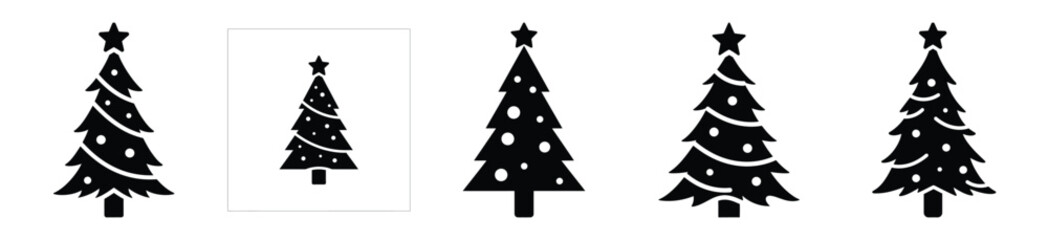 Obraz premium High quality night sky silhouette vector icon set. christmas isolated icons on white background Vector illustration.