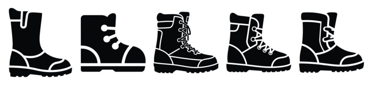 High quality snow boot  silhouette vector icon set. christmas isolated icons on white background Vector illustration.
