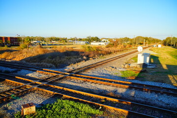 Naklejka premium Plant City, Florida, USA: 03 20 2026: Landscape of plant city downtown and historic train station, Florida