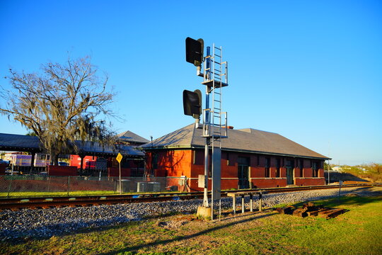 Plant City, Florida, USA: 03 20 2026: Landscape of plant city downtown and historic train station, Florida
