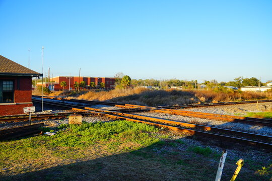 Plant City, Florida, USA: 03 20 2026: Landscape of plant city downtown and historic train station, Florida