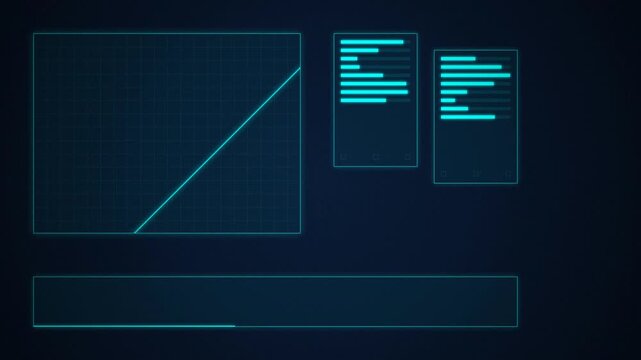 Advanced Digital Interface with Dynamic Data Display in Futuristic Motion Animation for Tech Presentations