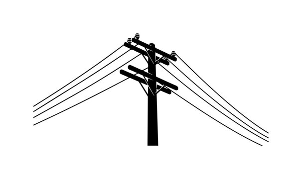 Utility Pole with Electrical Wires Vector Illustration
