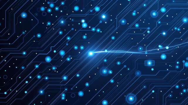 Digital Pathways: A mesmerizing close-up of a complex circuit board, bathed in a cool, ethereal blue glow, showcases the intricate network of digital pathways that power the modern world.