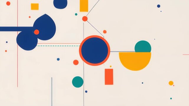 Geometric Abstraction: A captivating abstract design, bursting with vibrant geometric shapes, lines, and dots, creates a dynamic composition that sparks creativity and visual intrigue.