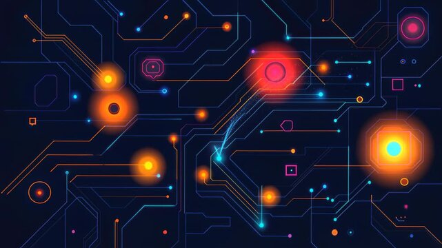 Digital Circuitry: A vibrant visualization of interconnected digital circuitry, illustrating the complexity and beauty of modern technology.