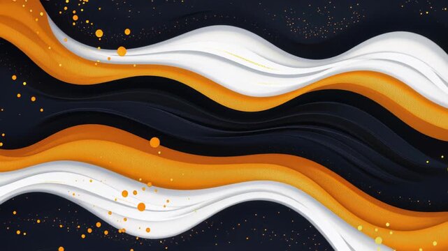 Elegant Abstract Waves: A captivating abstract design featuring flowing, layered waves in sophisticated tones of gold, black, and white.