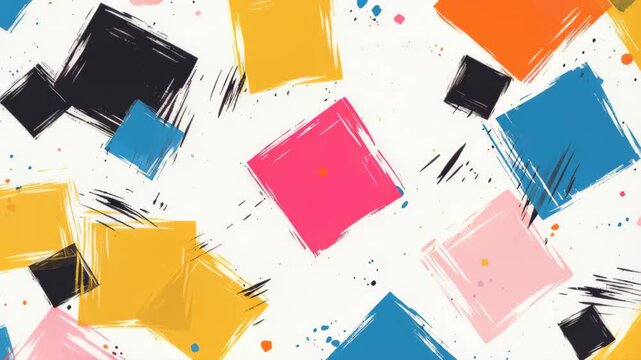 Abstract Squares: A vibrant composition featuring a pattern of colorful squares and brushstrokes, evoking a sense of creativity and artistic expression. 