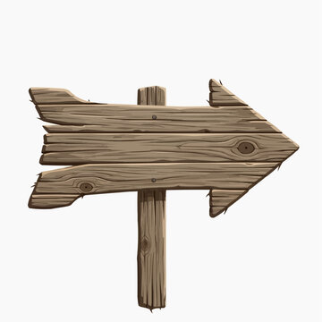 A rustic wooden arrow signpost pointing towards the right direction.
