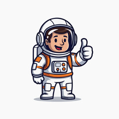 Fototapeta premium A friendly astronaut cartoon character giving a thumbs up gesture