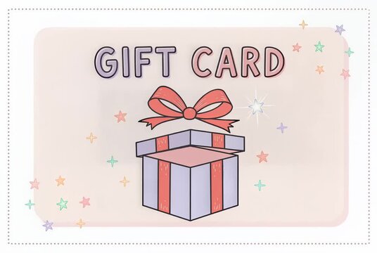 Animated Gift Card Concept with Gift Box and Floating Stars