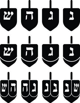 Hanukkah dreidel icons isolated jewish top graphic vector illustration