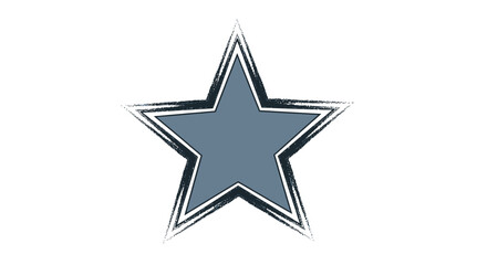 Fototapeta premium A blue five-pointed star with a textured outline and a white border