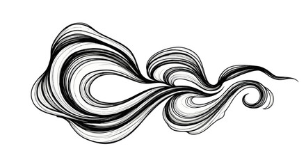 Fototapeta premium Abstract ink strokes form flowing, dynamic organic shapes against white