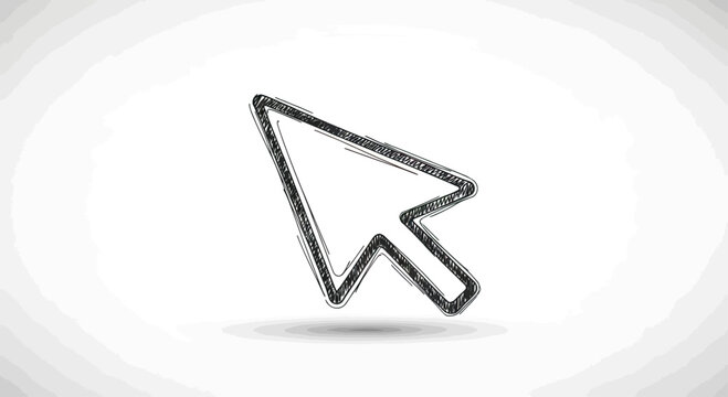 Hand-drawn pointer cursor icon on a white background