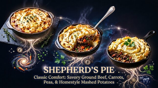 Delicious Shepherds Pie with Ground Beef Carrots and Peas.