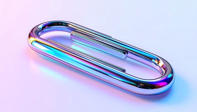 Abstract Shiny Metal Oval Clip with Colorful Reflections.