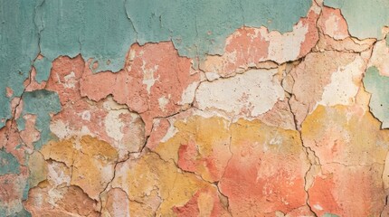 Fototapeta premium Cracked and Peeling Wall Texture - A Colorful Abstract Background.