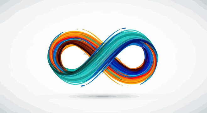 Colorful abstract infinity symbol formed by brush strokes