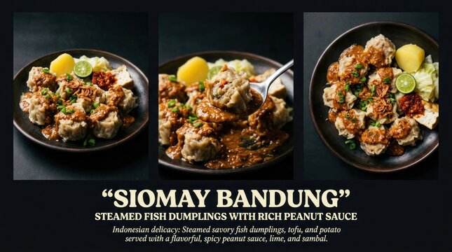 Delicious Siomay Bandung Dumplings with Peanut Sauce Indonesian Cuisine.