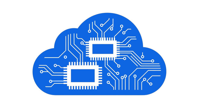 Blue Cloud Circuitry Representation of Modern Technology.