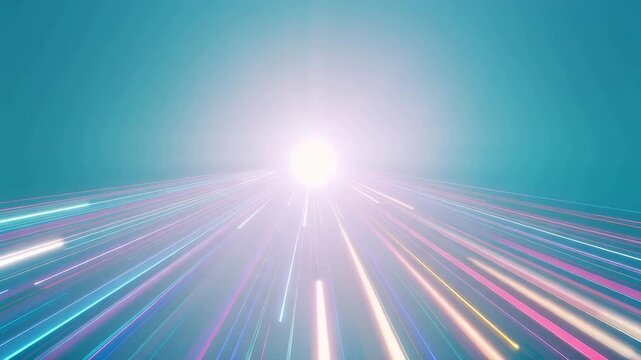 複数の光のラインが一つに集まるスピード感で表す連携の抽象背景