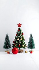Obraz premium Christmas trees with decorations and gifts.