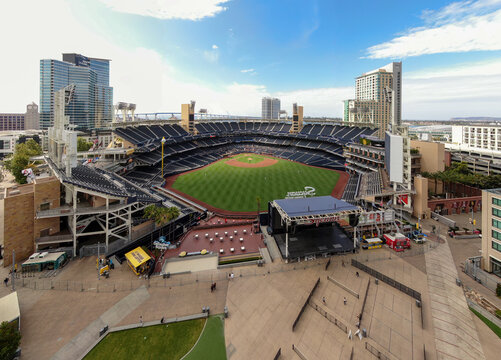 Aerial Drone View of Petco Park in San Diego CA