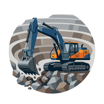 simple icon of a backhoe in a mine