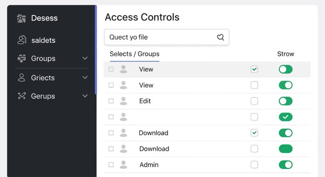 User interface showing access control settings for different user groups in a software application.