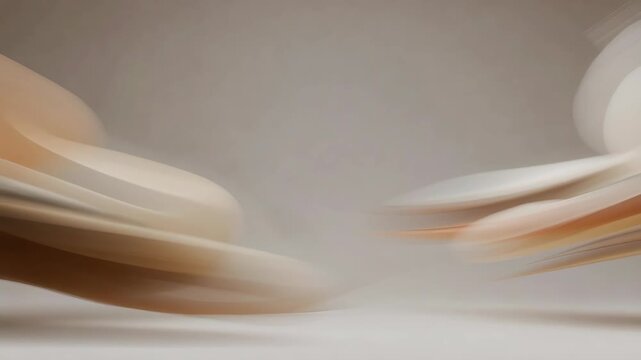 Smooth beige abstract curves in soft minimal style on light background, concept of harmony and fluid motion