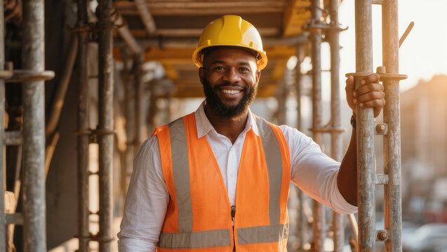 Black Male Professional Worker May Day Labour Portrait Confident Outdoor Urban